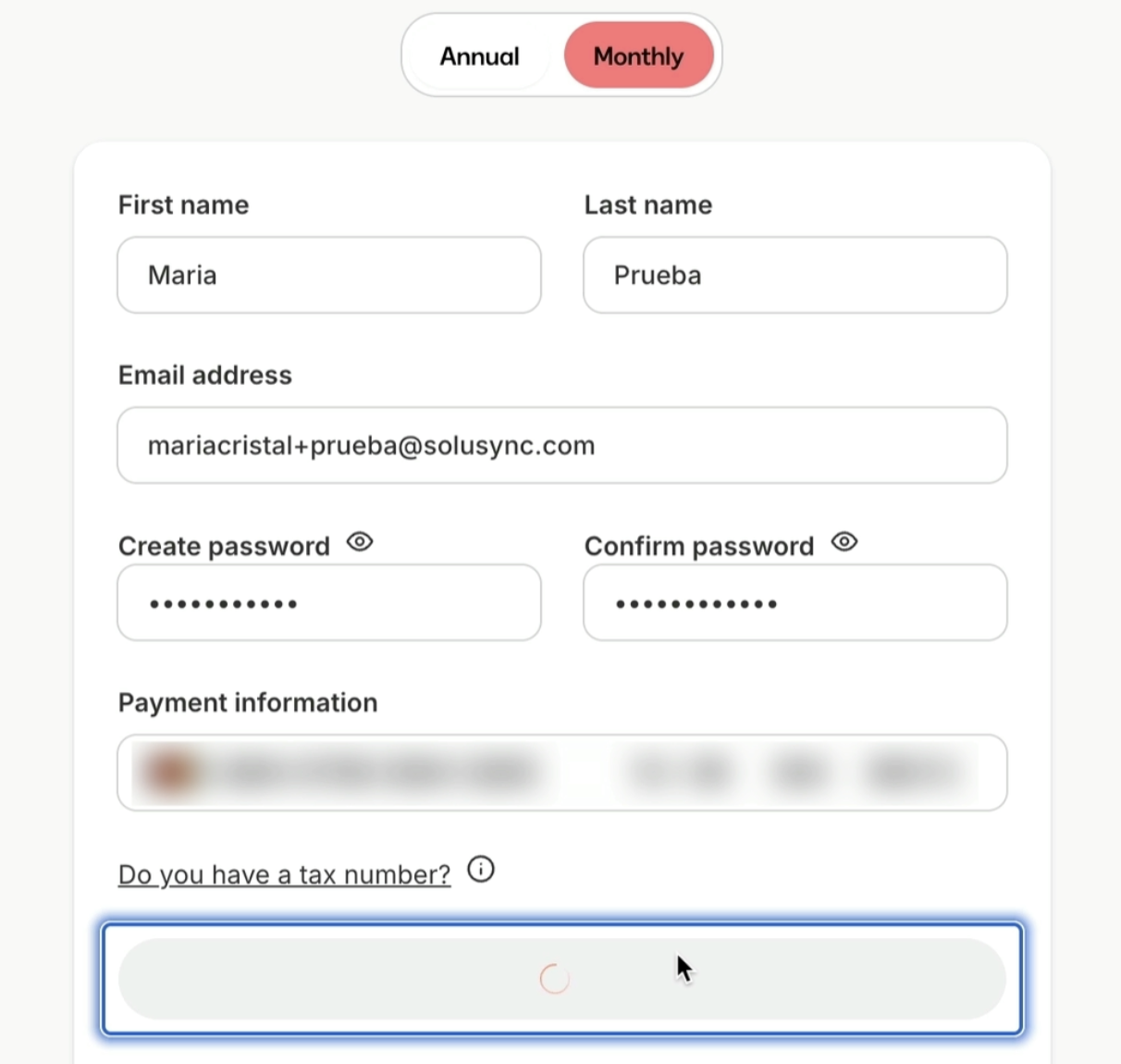 Formulario de registro en Kajabi para la prueba gratuita de 30 días