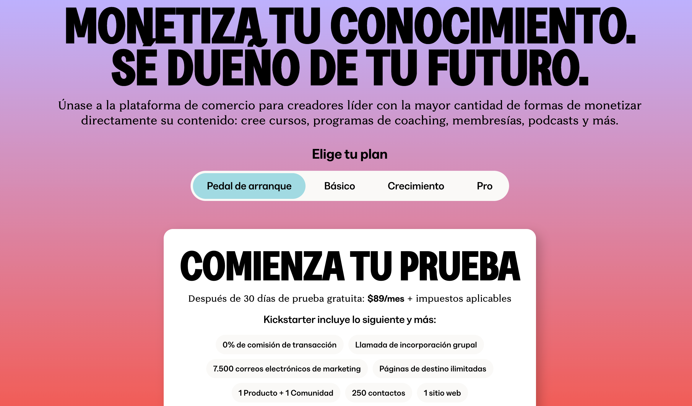 Prueba Gratuita de 30 Dias de Kajabi desde 89 dolares mensuales